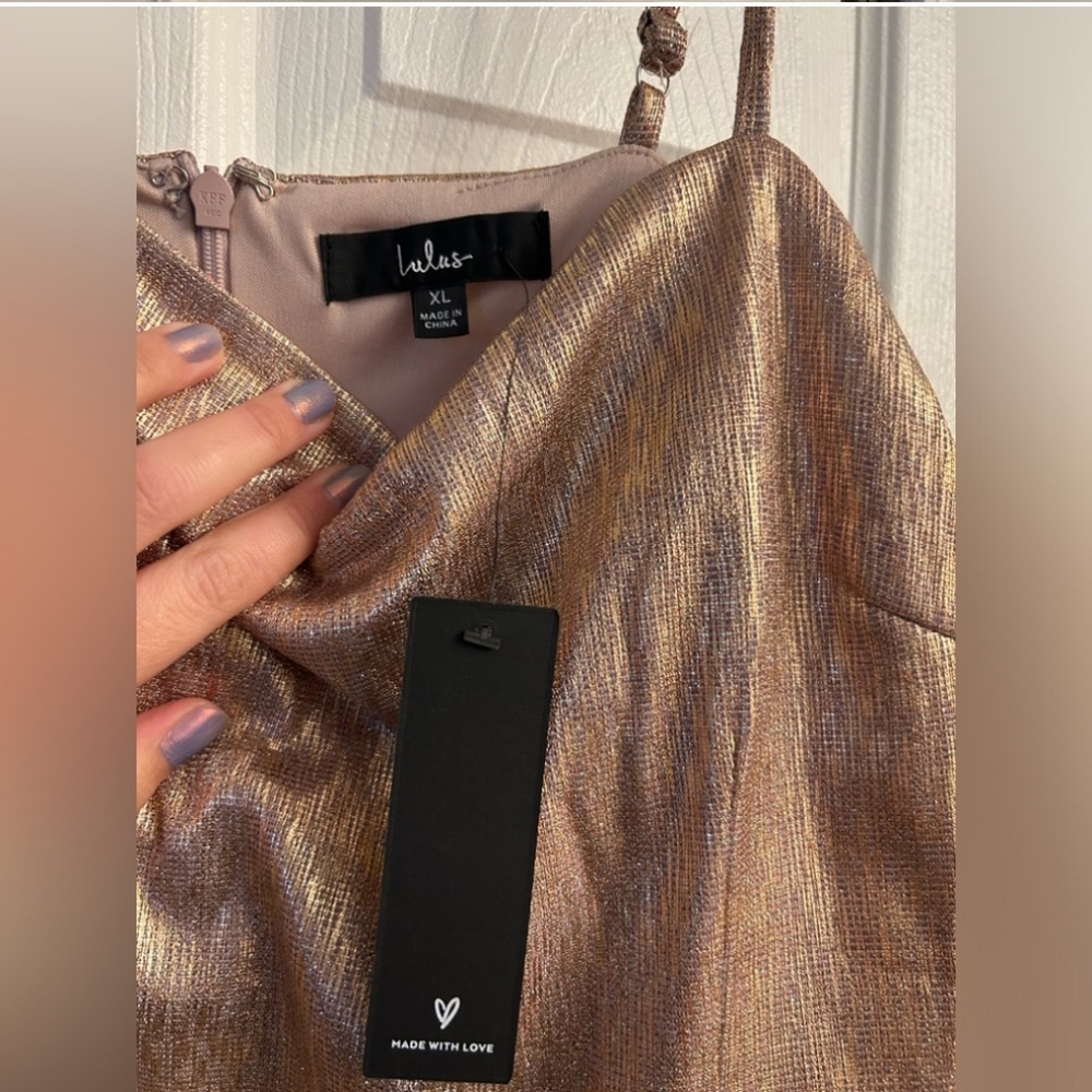 Lulu's Dress Rose Gold Spaghetti Strap Mini - Picture 2 of 5